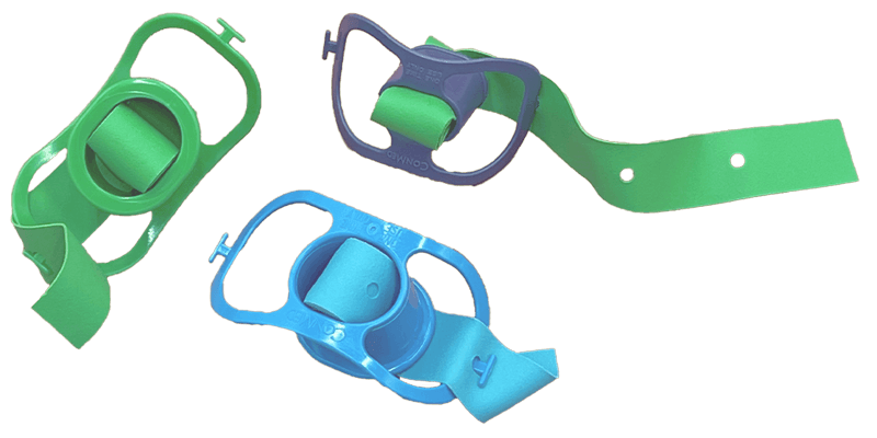 Bloques de mordida verdes, azules y morados